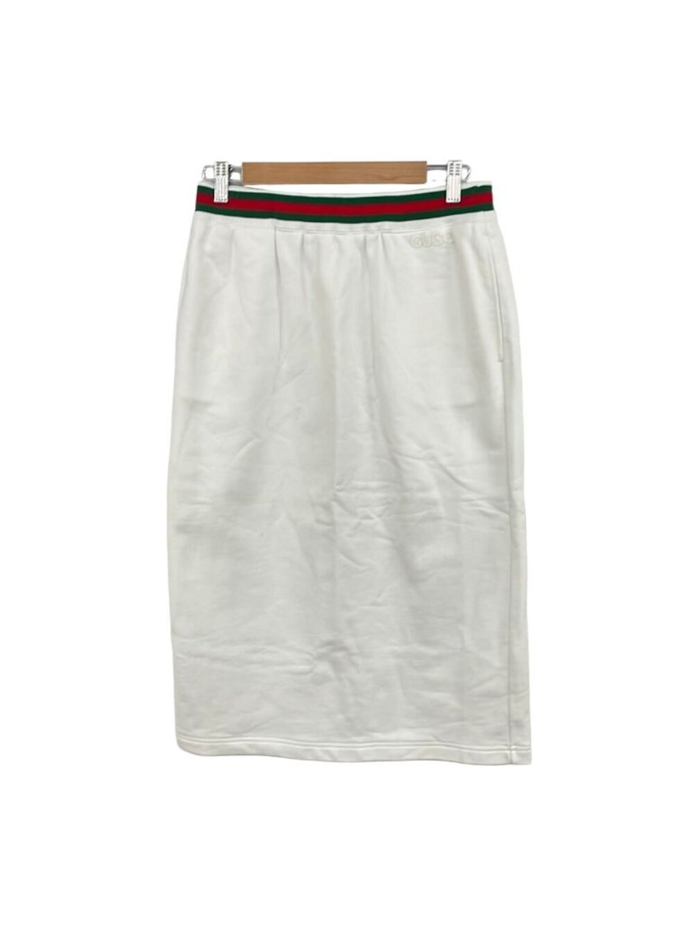 Gucci Long Skirt White Green Red Sherry Waist Togo